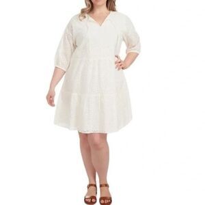 NWT Ruby Rd  Lace 3/4 Sleeve Party Tunic Eyelet Dress size L